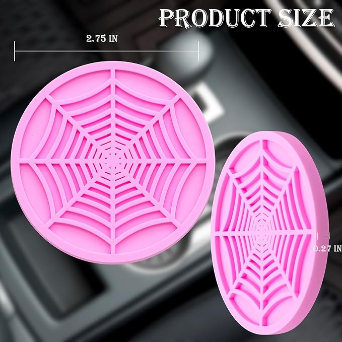 2PCS Car Cup Holder Coasters, 2.75 Inch Universal Non-Slip Insert Water Bottle Holder Pads, Car Interior Accessories Sets (Pink)