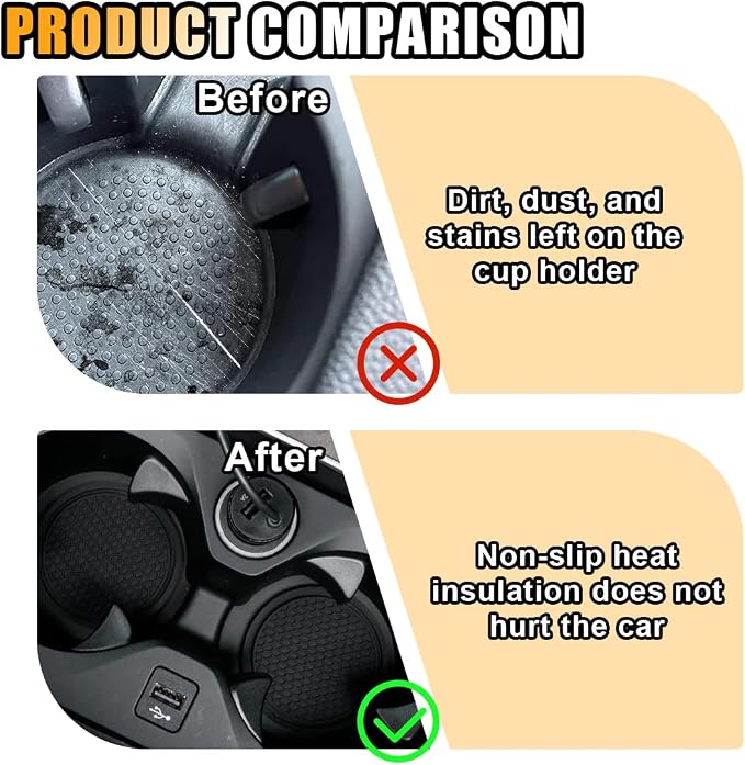 4PCS Car Cup Holder Coaster, 2.7 Inch Honeycomb Non-Slip Car Coaster, Auto Embedded in Ornaments Coaster, Universal Cup Holder Insert Mat for Most Car Interior Accessories (Black)