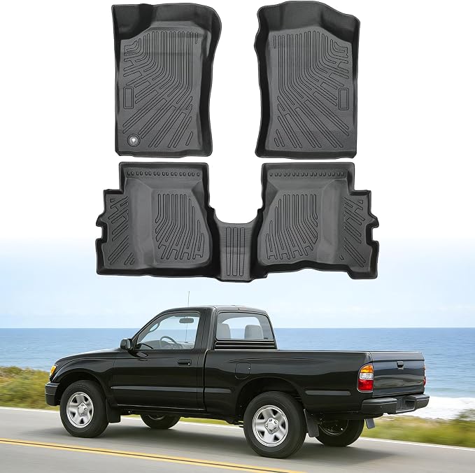 Floor Mats for Toyota Tacoma Xtracab 1995-2004 | Heavy Duty TPE All Weather Protection, Waterproof Non-Slip Black Car Liners (Two-Row Floor Mats)