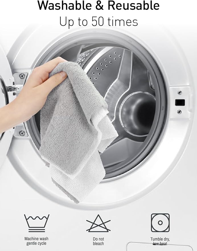 Fantasticlean Microfiber Cleaning Cloth Roll- 75 Sheets, 12" x 12" (Grey) | Super Absorbent, Lint-free, Tear-away Microfiber Towel Roll, for All-Purpose Cleaning, Reusable Alternative to Paper Towels