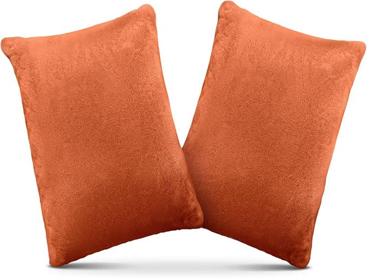 1 MIDDLE ONE 2 Pack Small Pillow, Memory Foam Mini Pillow 11 X 7 Inches for Travel, Sleeping, Nap and Neck, Knee, Lumbar Support, Tiny Cushion for Pet, Dogs (Orange)