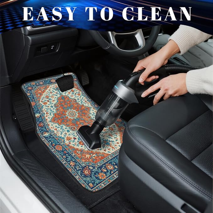 Vintage Carpet Car Floor Mats Floral Blue Red Carpet Front Rear Carpets Mat Decorative Car Floor Carpets Non-Slip Auto Car Accessories Universal Fit Car Accessories for Truck