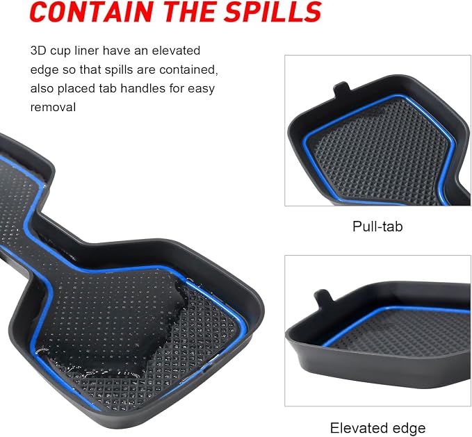 Cup Holder Coaster for Kia Telluride Accessories 2020-2022 2023 2024 2025 | 3D Silicone Cup Holder Insert Mat, Non-slip Center Console Pad, Car Interior Accessories Decoration, Blue Trim, 6pcs Kit