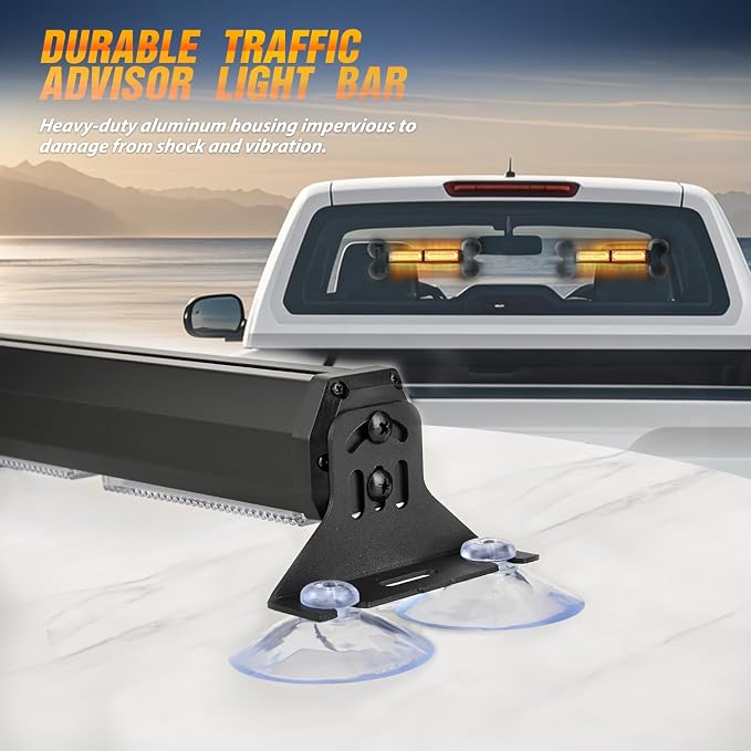 Nilight 40LED Amber Emergency Strobe Traffic Advisor Light Bar with Suction Cups Dash Safety Warning Hazard Flashing Lights Interior Front/Rear Windshield for Trucks Construction Vehicles