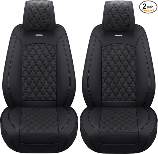 Aierxuan Front Car Seat Covers Custom Fit 2009-2026 Ford F150, 2017-2026 F250 F350 F450 Super Duty Crew Cab Regular Cab Super Cab, Automotive Vehicle Cushion with Waterproof Leather (Black)