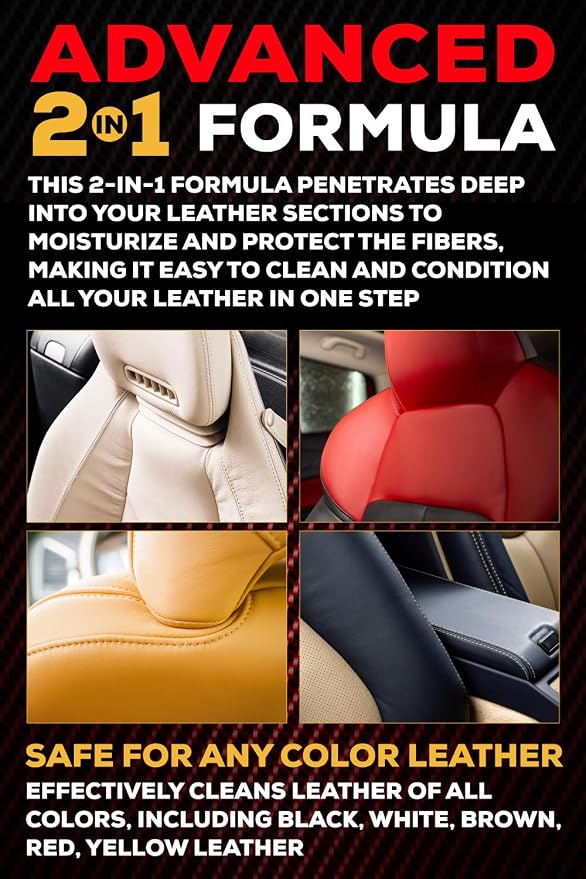 SHINE ARMOR Leather Cleaner Conditioner & Protector for Car Interior Apparel Furniture Auto Interiors Shoes Bags Purses Sofas Car Seats Steering Wheel 8 Fl Oz