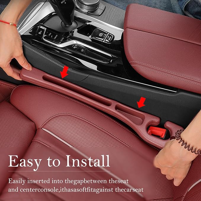 Car Seat Gap Filler 2-Pack, Universal Car Seat Gap Filler Organizer, Seat Gap Plug – Fills Gap Between Seat & Console (Red)