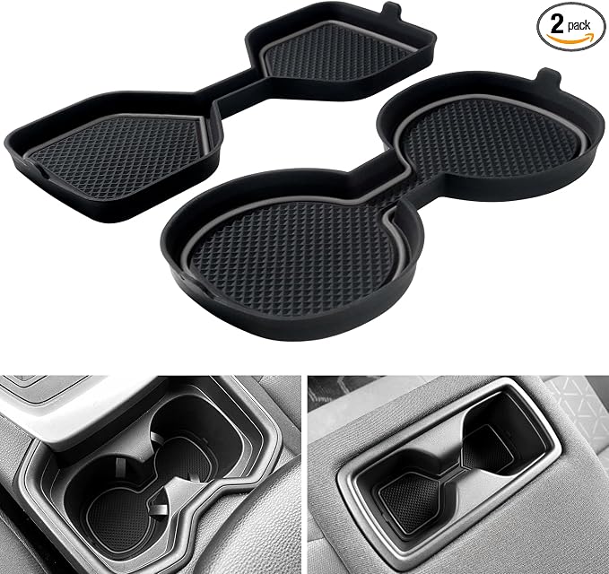 3D Cup Holder Inserts for Toyota RAV4 Accessories 2025 2024 2023 2022-2019 | Silicone Cup Coaster Mats Pad, Center Console Liner, 2Pcs, Gray Trim