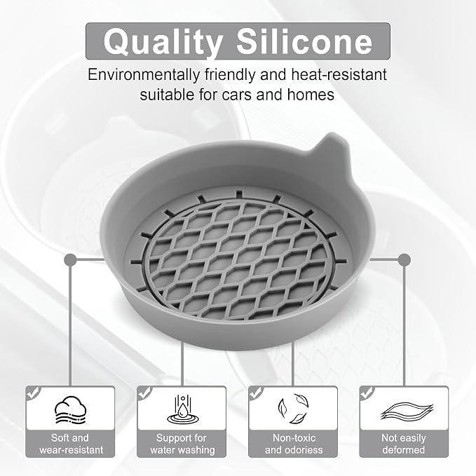 SINGARO Car Cup Holder Coaster, Silicone Cup Holder Insert, Universal Non-Slip Cup Holders, Car Accessories Interior for Women and Man 4 Pack Gray