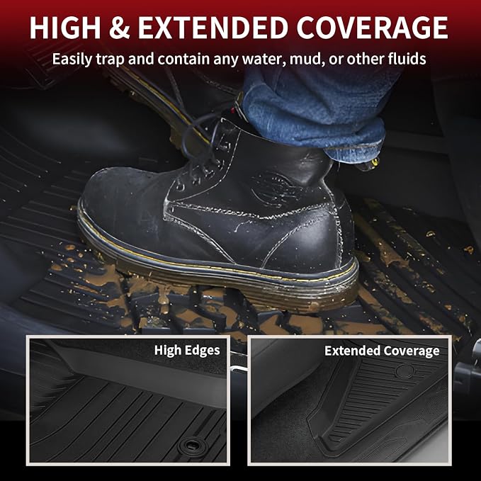 LASFIT Floor Mats for Toyota Tacoma 2016-2023 Double Cab (Only for Automatic) All Weather Custom Fit Floor Liner for Tacoma SR/SR5/TRD/Limited/Trail TPE Mats Front&Rear 2 Row Car Mats, Black