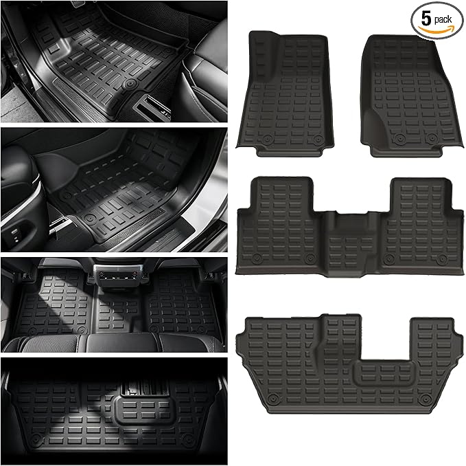 Floor Mats for Jeep Grand Cherokee L 2021-2025 (ONLY for 7 Seaters Without Center Console) All Weather Custom Fit Car Floor Liners Trunk Mat Rubber Car Mats