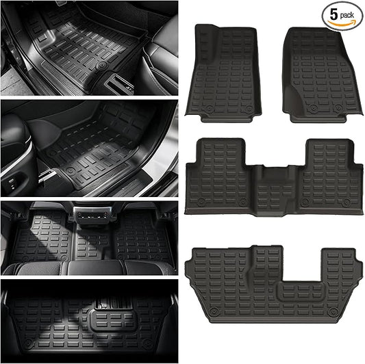 Floor Mats for Jeep Grand Cherokee L 2021-2025 (ONLY for 7 Seaters Without Center Console) All Weather Custom Fit Car Floor Liners Trunk Mat Rubber Car Mats