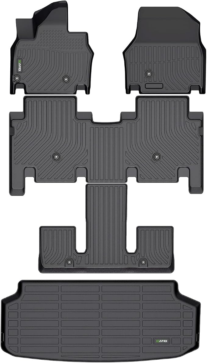HAFIDI® Floor Mats & Cargo Liner Set Fit for 2024-2026 Kia EV9 (6 Seats) | (Not Fit Relaxation Chairs),Custom full set Car liners,anti-slip,waterproof,all weather guard,Full Set Accessories,TPE,Black