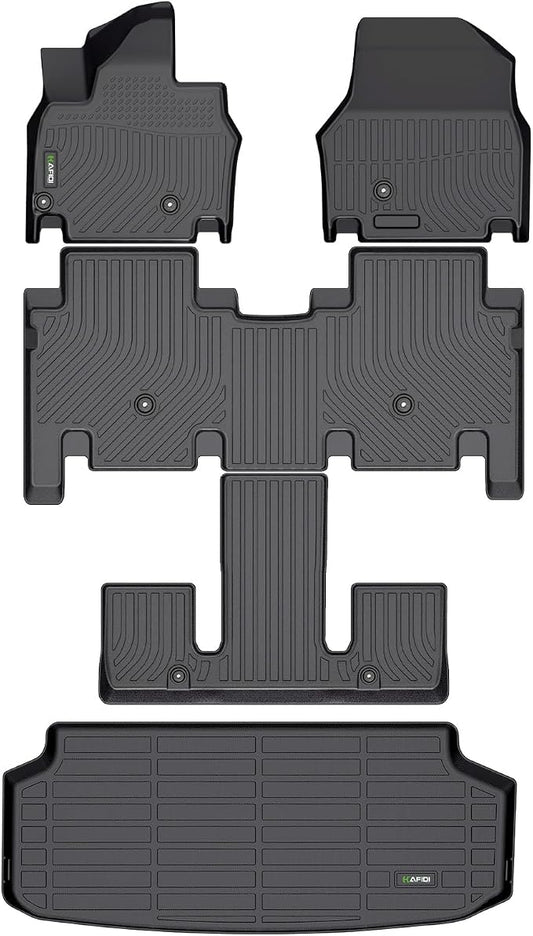 HAFIDI® Floor Mats & Cargo Liner Set Fit for 2024-2026 Kia EV9 (6 Seats) | (Not Fit Relaxation Chairs),Custom full set Car liners,anti-slip,waterproof,all weather guard,Full Set Accessories,TPE,Black