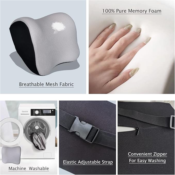 Car Headrest Pillow - Ultra Soft Neck Support for Driving, Adjustable Strap | 100% Memory Foam Car Pillow, Breathable Removable Cover & Ergonomic Design - Universal Car Neck Pillow(Moonlight-Silver, 1PC)