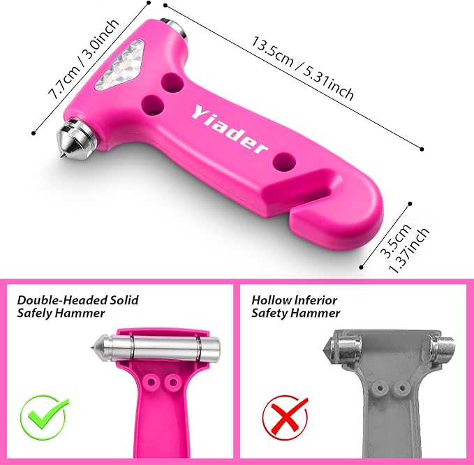 Car Safety Hammer, 2 Pack Automotive Escape Tool with Car Window Breaker and Seatbelt Cutter, Glass Breaker Car Essentials Emergency Escape Tool for Women