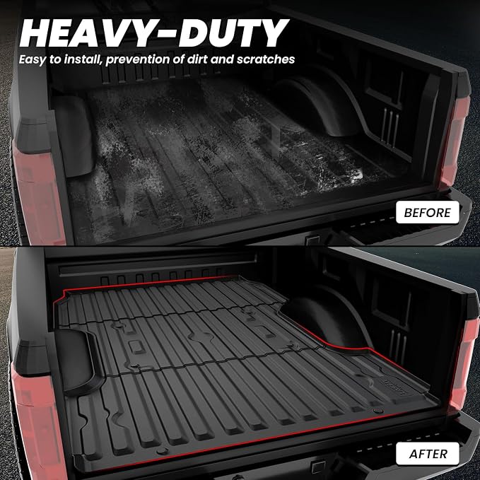 LASFIT Bed Mat 8' for Ford F250/F350/F450 2017-2026 Super Duty | 96" Truck Bed Liner, All Weather TPE Car Bed Mat for F-250 F-350 F-450, 1PC Black