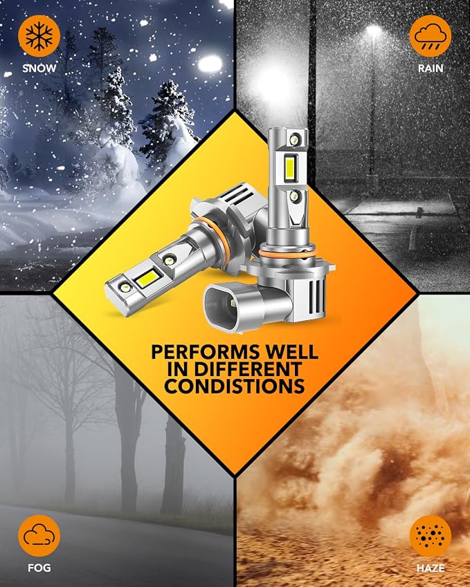 OXILAM Q36 H11 9005 Light Bulbs Combo, 70000lm 900% Brighter 6500K Cool White Light, 1:1 Size 9005/HB3 H11/H9/H8 DRL Fog Light Halogen Replacement, IP68 Waterproof, Pack of 4