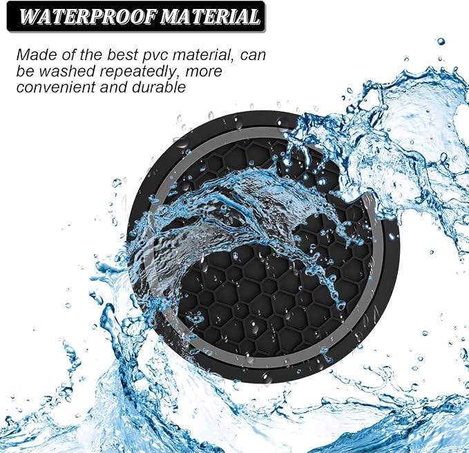 Mandark 2PCS Car Cup Holder Coasters, 2.75 Inch Non-Slip Insert Water Bottle Holder Pads, Dustproof Automotive Interior Accessories Mat, Universal for Vehicles, Trucks, RVs and More(Black/Gray)