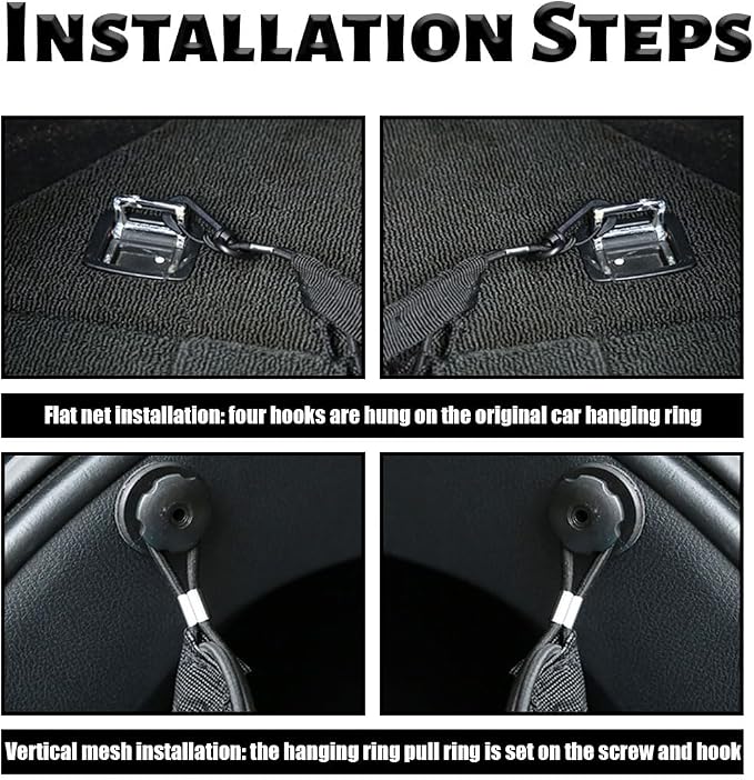 Cargo Net Stretchable, Adjustable Elastic Trunk Cargo Organizer Net Storage Organizer Net with Hooks, Universal Car Accessory for Cars, Trucks, SUVs