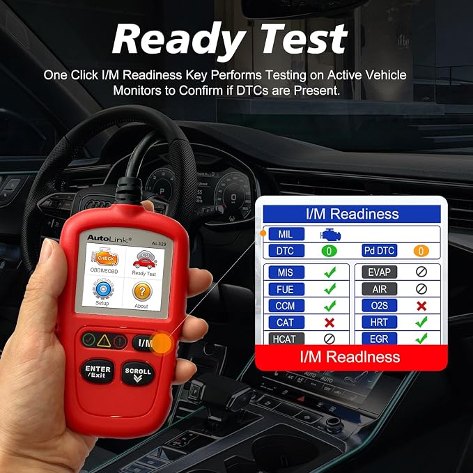 Autel OBD2 Scanner AL329, Upgraded AutoLink AL319, Auto VIN, Check-Engine-Light Code Reader, MIL Reset, One-Click I/M Readiness, CAN Car Diagnostic Scan Tool, for All OBD II Vehicles After 1996