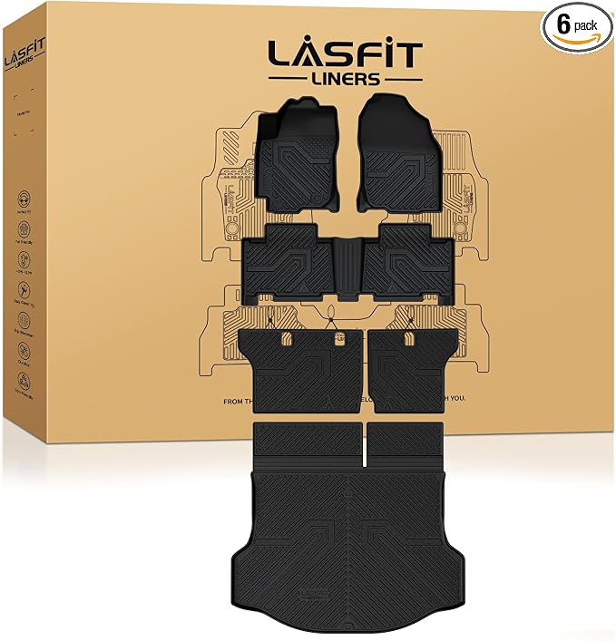 LASFIT Floor Mats&Trunk Mat for Toyota RAV4 2013-2018 (Not Fit Hybrid) All Weather TPE Custom Fit Floor Liner for Toyota RAV 4 LE/XLE/SE/Limited/Platinum/Adventure Front and Rear 2 Row Car Mats,Black