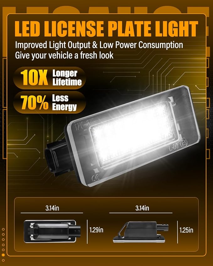 LESAUCE LED License Plate Light Tag Lamp Assembly for 2019-2021 Nissan Altima Versa, 2020-2021 Sentra,2021-UP Rogue, Powered by 18-SMD Xenon White LED Tag Lights, Pack of 2