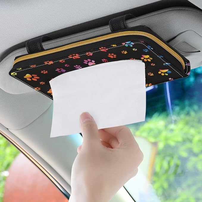Universal Car Sun Visor Tissue Holder Paws PU Leather Tissue Box Holder Car Visor Backseat Case Holder Tissue Holder for Backseat