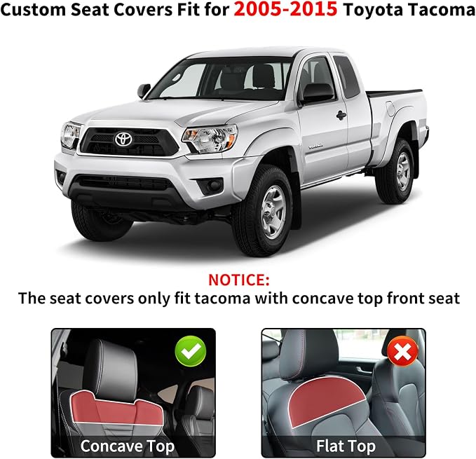 Truckiipa Tacoma Leather Seat Covers Front Pickup Truck Seat Covers Custom Fit for 2005-2015 Toyota Tacoma Double Crew Cab, Front Pair, Black&Blue