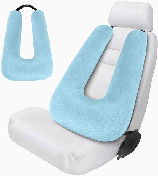Travel Pillow,Car Pillow for Kids on Road Trip,Head and Neck Support,Blue | Car Travel Essentials Sleeping Pillow for Kids and Adults with Adjustable Strap,Plush Faux Fur, High-Resilience PP Cotton