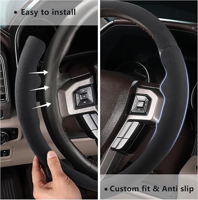 Steering Wheel Cover for Ford F150 2015-2020/ F250 2017-2022/ F350 2017-2022/ F450 2017-2022/ F550 2017-2022/ Ford Expedition 2018-2021 Steering Wheel Protector for Ford Steering Wheel Accessories