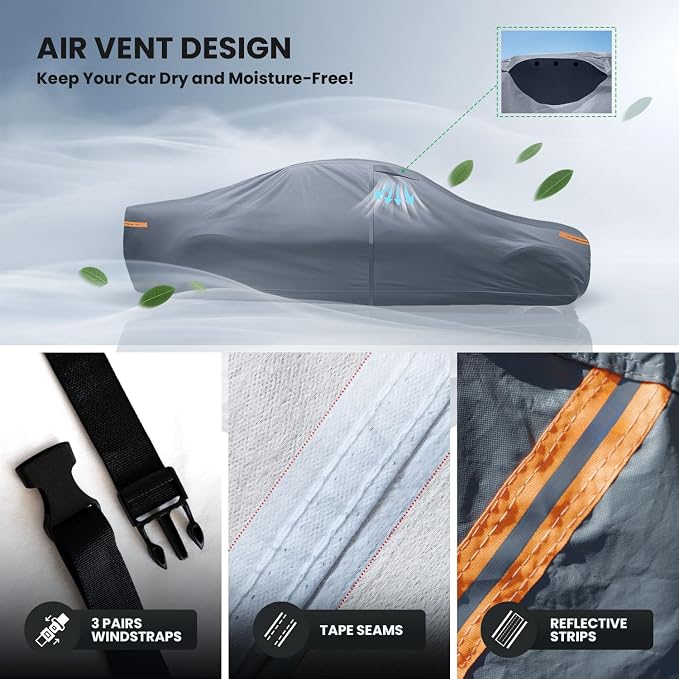 Waterproof Challenger Widebody（Next-Gen 2-Doo Car Cover with Breathable Vents, [Upgrade] Premium Covers with Cotton Liner and Zipper Door,Sun Rain Snow Dust Uv Protection.(Gift with Towel)