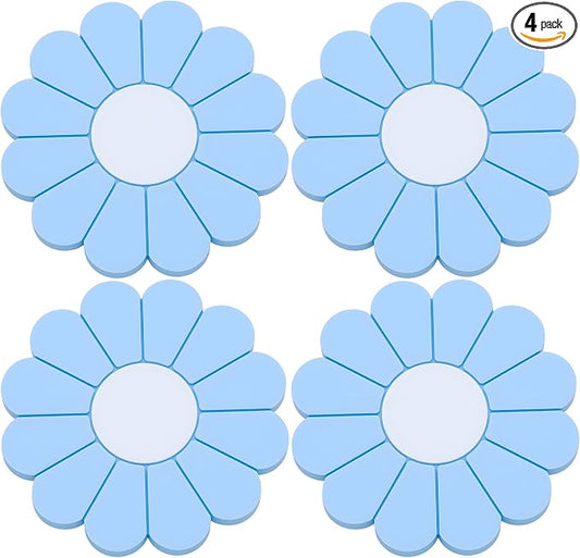 4-Pack Car Cup Holder Coaster Inserts, Daisy Shape, 2.75 Inch Non-Slip Silicone Cup Holder Insert, Universal Non-Slip Cup Holders, Car Accessories Interior for Women and Man (Light Blue)