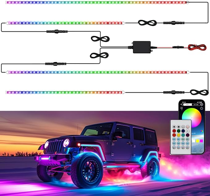 Underglow LED Light Kit 252 RGBI DIY Neon Strip for Car Truck | Underbody Exterior Accent Lighting with 16 Million Colors Music Sync Mode, for RV, SUV, Boat, Vans, 12V DC, IP65 Waterproof