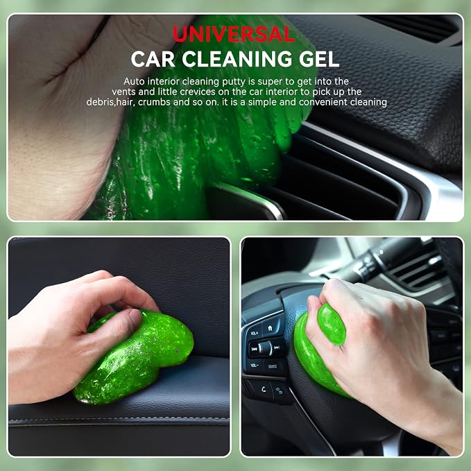 Auto Dynasty 2024 Universal Home/Office Keyboard/Interior Car Air Vent Auto Detailing Car Slime Cleaner Dust Cleaning Removal Gel Putty Jelly, Green