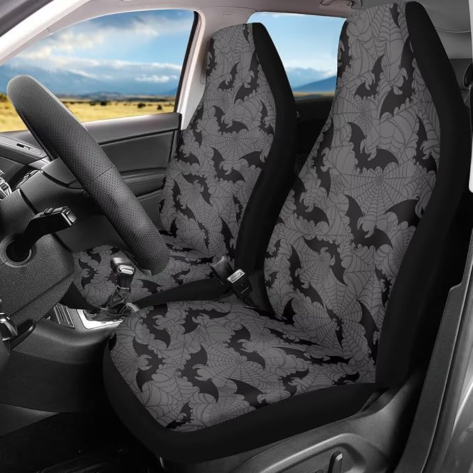 Spider Web Car Front Seat Covers Set of 2, Washable Breathable Front Seat Protectors, Universal Fit for Most Cars, SUVs and Sedans