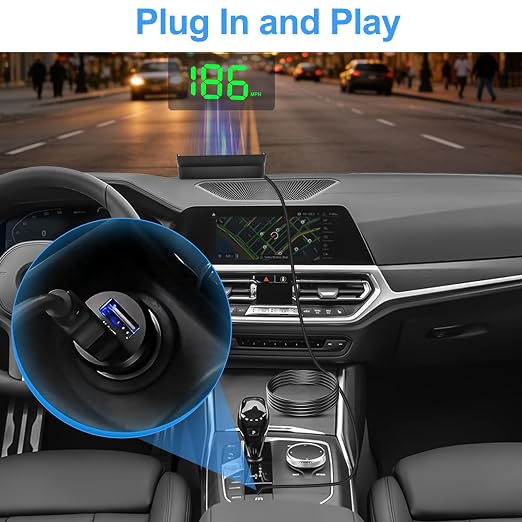 Linkstyle Car HUD Display Speedometer: Windshield MPH Dash Display | Simple GPS Head-Up Display with Large Green Speed Readout, Easy to Read Day or Night, USB Plug-and-Play Setup