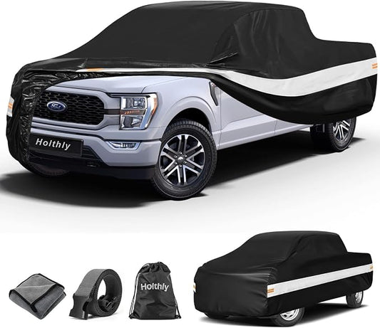 10 Layers Truck Cover Waterproof All Weather Custom Fit Ford F-150(1997-2026) Super Cab&SuperCrew Short Bed, Outdoor Full Exterior Pickup Car Cover Sun Rain Snow Ice Protection. Black
