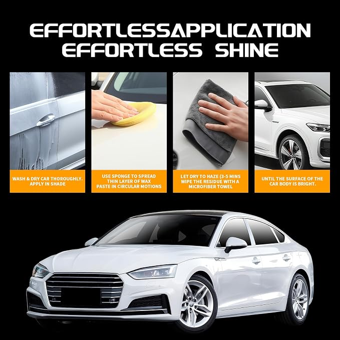 Car Wax for Light & Metallic Cars | White, Silver, Pearl | Anti-Yellowing Carnauba | 90° Water Beading & UV Shield