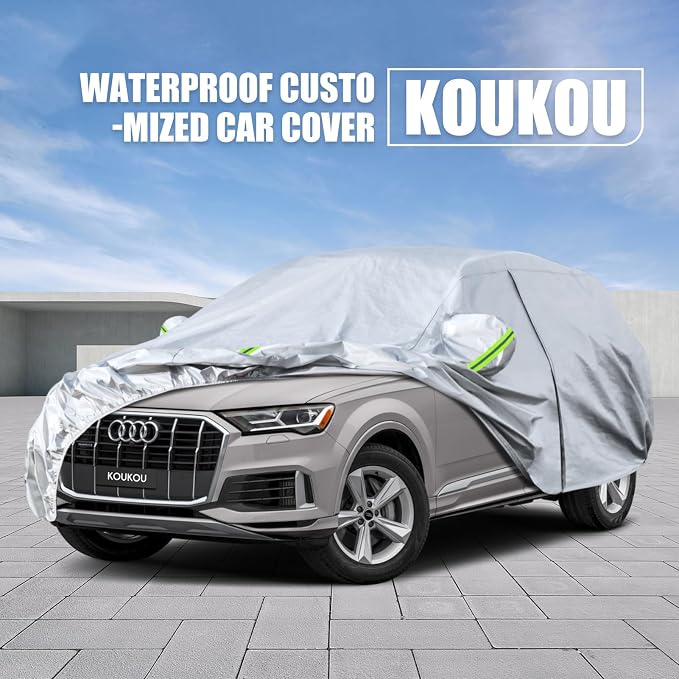 Koukou SUV Car Cover Custom Fit Audi q7 2005-2025, Waterproof All Weather for Automobiles, Sun Rain Dust Snow Protection. (Ships from US Warehouse, Arrive Within 3-7 Days)