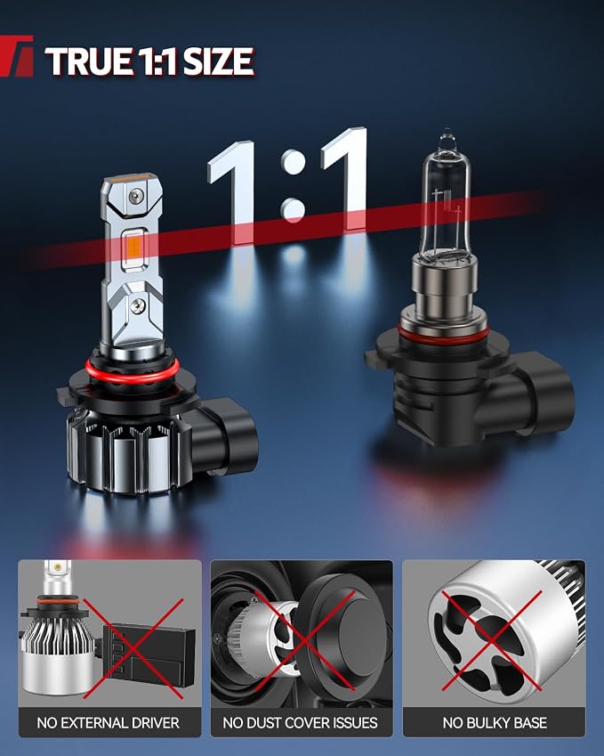 Torchbeam 2026 120,000LM 9005 9006 LED Bulbs, 6500K Cool White, Ultra-Focused Beam, 10X Brighter, 1:1 Mini Size, 80,000 Hours Lifespan, Plug & Play, Pack of 4