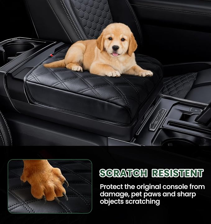 Center Console Cover for 2021-2025 Ford F150 Truck Interior Accessories, 2022-2025 F150 Lightning Armrest Middle Console Cover Anti-Scratch Protector Cushion Pad (Only for Work Surface Console)