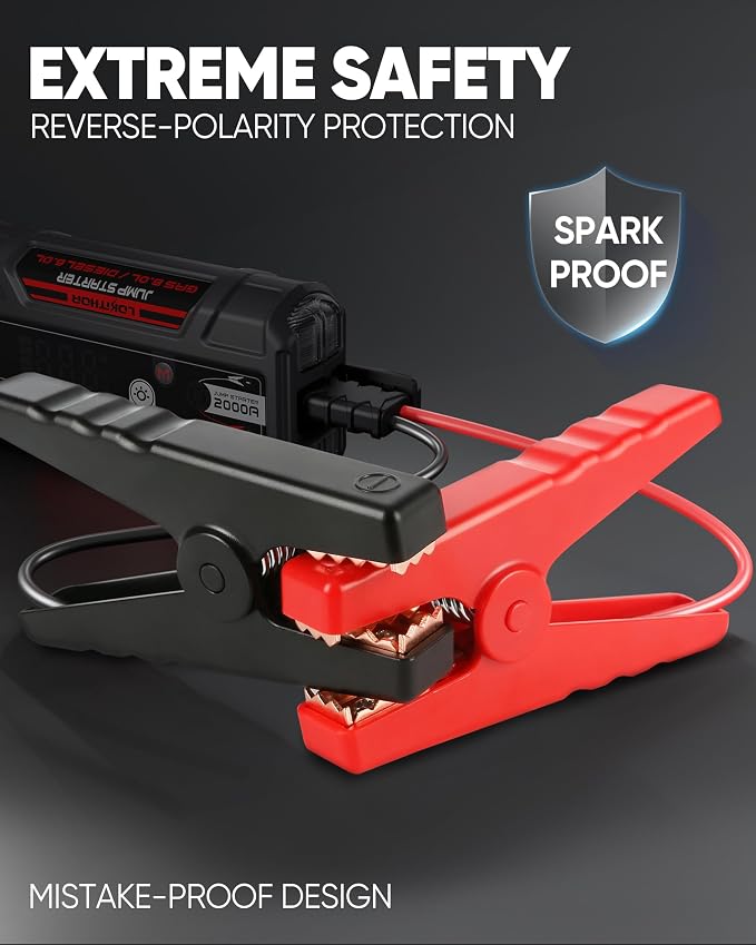 LOKITHOR J400 Jump Starter - 12V 2000A Lithium Battery Jump Pack, Portable Jump Box, Car Starter, Jumper Cables - for Up to 8.0L Gas & 6.0L Diesel Engines | ConnectMax Tech - Smart Digital Display