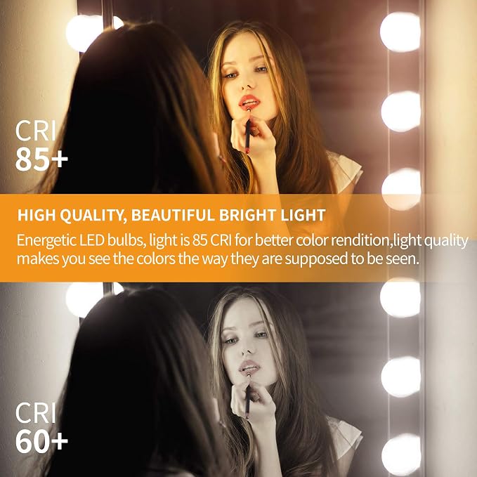 Honesorn Vanity Light Bulb 60 Watt Equivalent Globe Light Bulbs, 2700K Warm White E26 Base, Round Light for Bathroom, G25 LED Light Bulbs for Vanity Mirror CRI85+, 500LM, 120V, Non-dimmable, 4 Pack