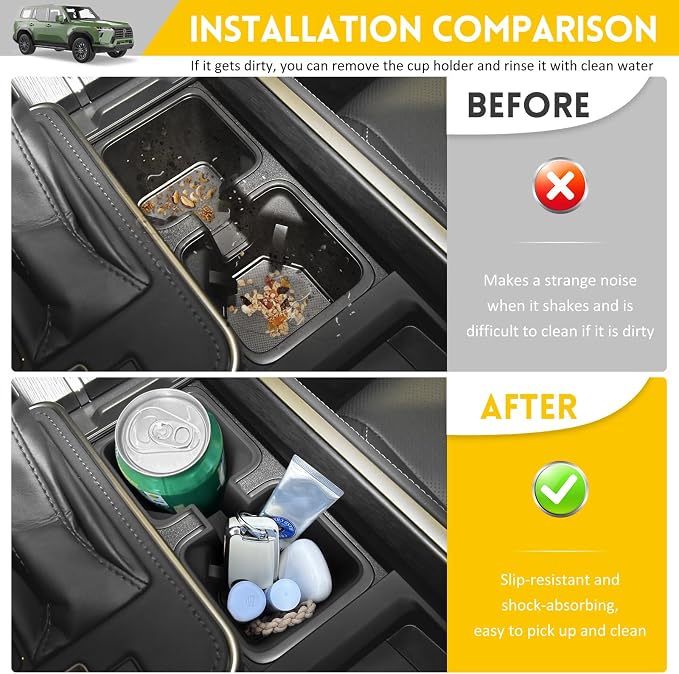 Cup Holder for 2024 2025 Lexus GX550 Center Console Cup Holder Insert Silicone Cupholder Coaster Liner for 24 25 GX 550 Interior Accessories Black
