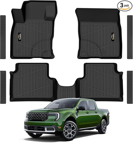 Floor Mats Custom for Ford Maverick 2022-2025 2026 Gas (Not for Hybrid) All Weather TPE Rubber Protection Front & Rear Row Anti-Slip Automotive Floor Liners for Maverick 2025 Accessories, Black