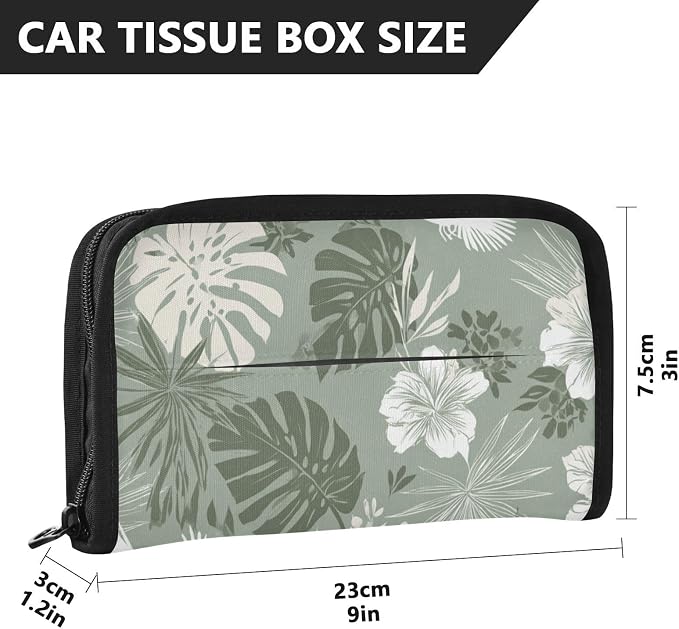 Car Visor Tissue Holder Mask Holder for Car, Car Tissue Box Sun Visor Napkin Holder Car Visor Accessories Adjustable Straps Reusable Durable Easy to Install Tropical Palm Leaves Birds Flower