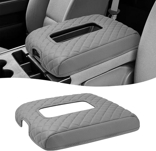 Center Console Cover for 2014-2018 Chevy Silverado & GMC Sierra 1500 2500 3500, Vinyl Leather Interior Accessories, Car Armrest Protector, Jump Seat, Anti-Scratch,Gray