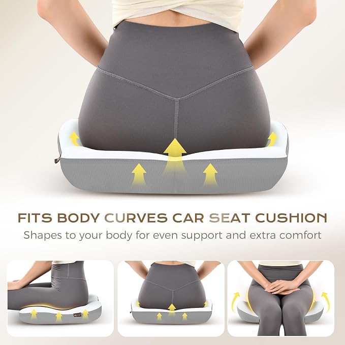 Coverado Seat Cushion and Back Support for Office Chair Memory Foam Chair Pad Office Chair Lumbar Support for Car Chair Cushion for Back Pain for Truck Driver, Gaming Chair, Desk Gray&Light Gray