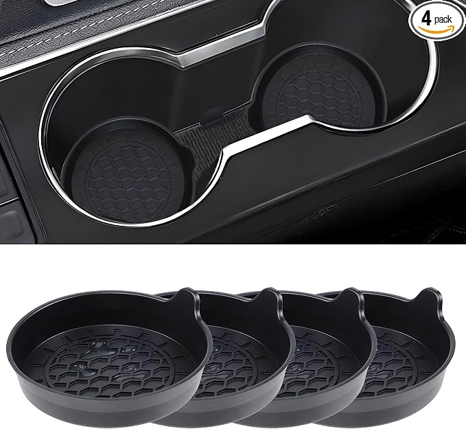 Amooca Automotive Cup Holders Universal Car Cup Coaster Waterproof Non-Slip Sift-Proof Spill Holder Car Interior Accessories 4 Pack Black